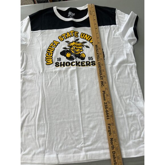 Blue 84 Wichita State University Shockers Graphic TShirt Women M White Black NEW - Picture 5 of 7